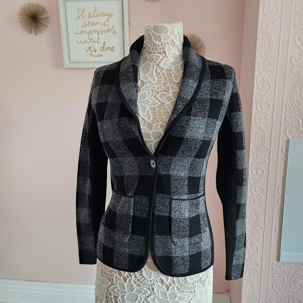 LKNW Margaret O'leary black white gray cardigan sweater Small - Picture 2 of 9